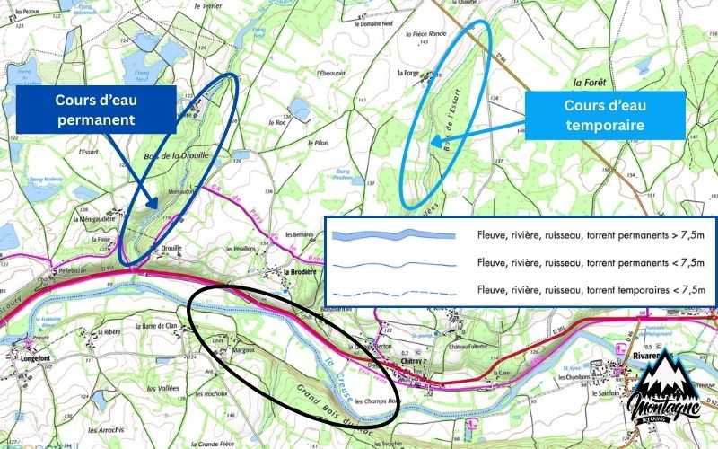 Cours d'eau symboles légende cartes IGN