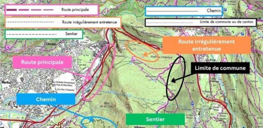 exemple routes sentiers chemins carte IGN