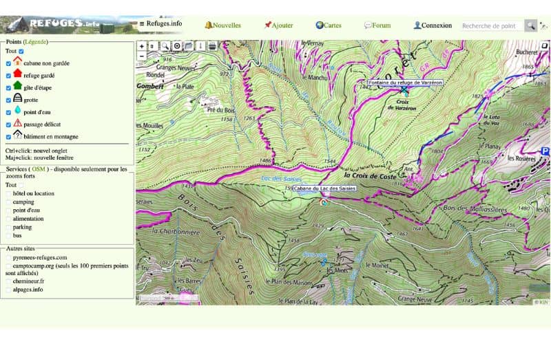 Exemple de cabanes sur la carte