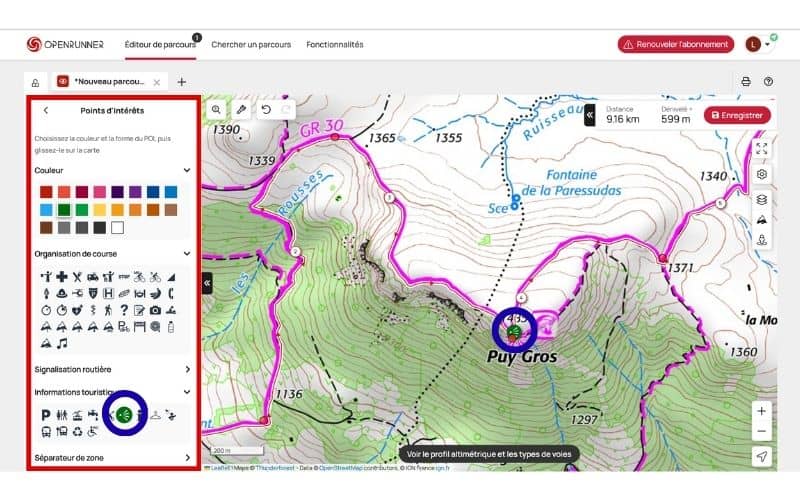 Ajouter point d'intérêt Openrunner