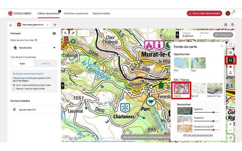 Choisir sa carte sur Openrunner