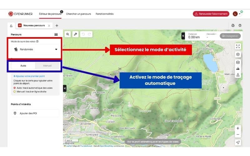 Créer son parcours de randonnée sur Openrunner