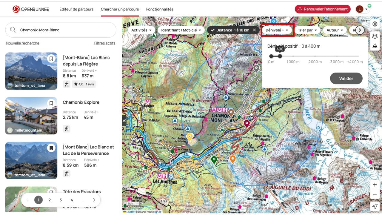 Critère dénivelé + Openrunner