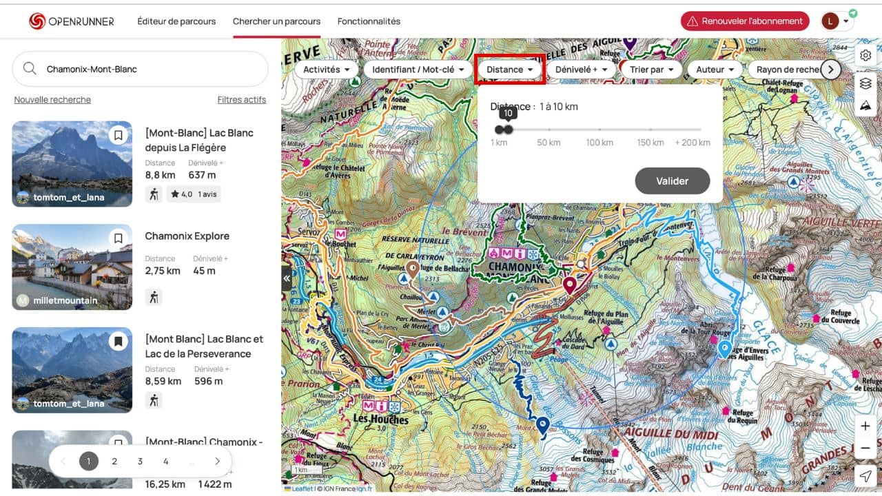 Critère distance Openrunner