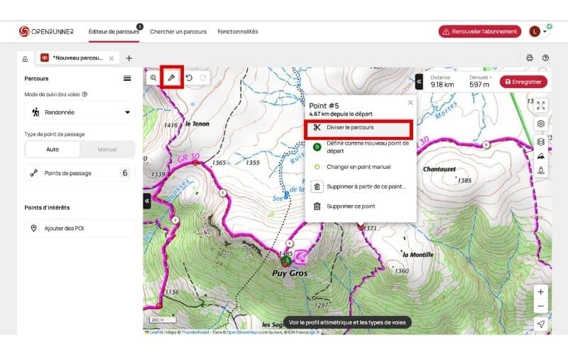 Diviser parcours Openrunner