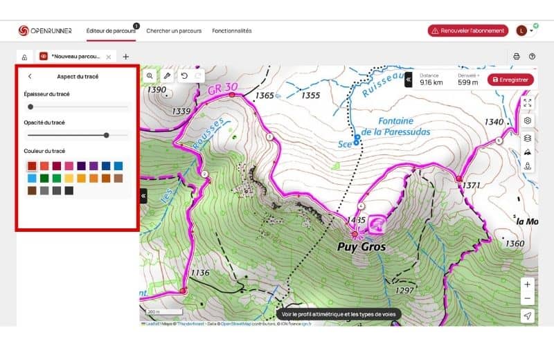 Personnaliser parcours openrunner