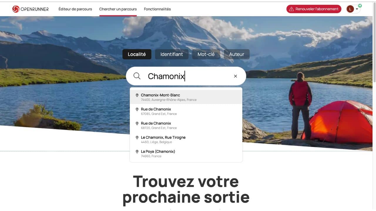 Trouver un parcours Openrunner