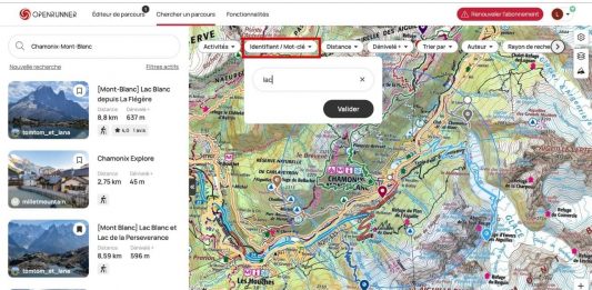 chercher parcours mots clés openrunner