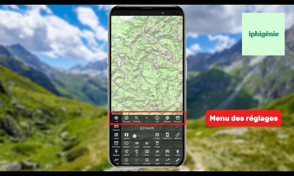 Menu des règlage iphigénie