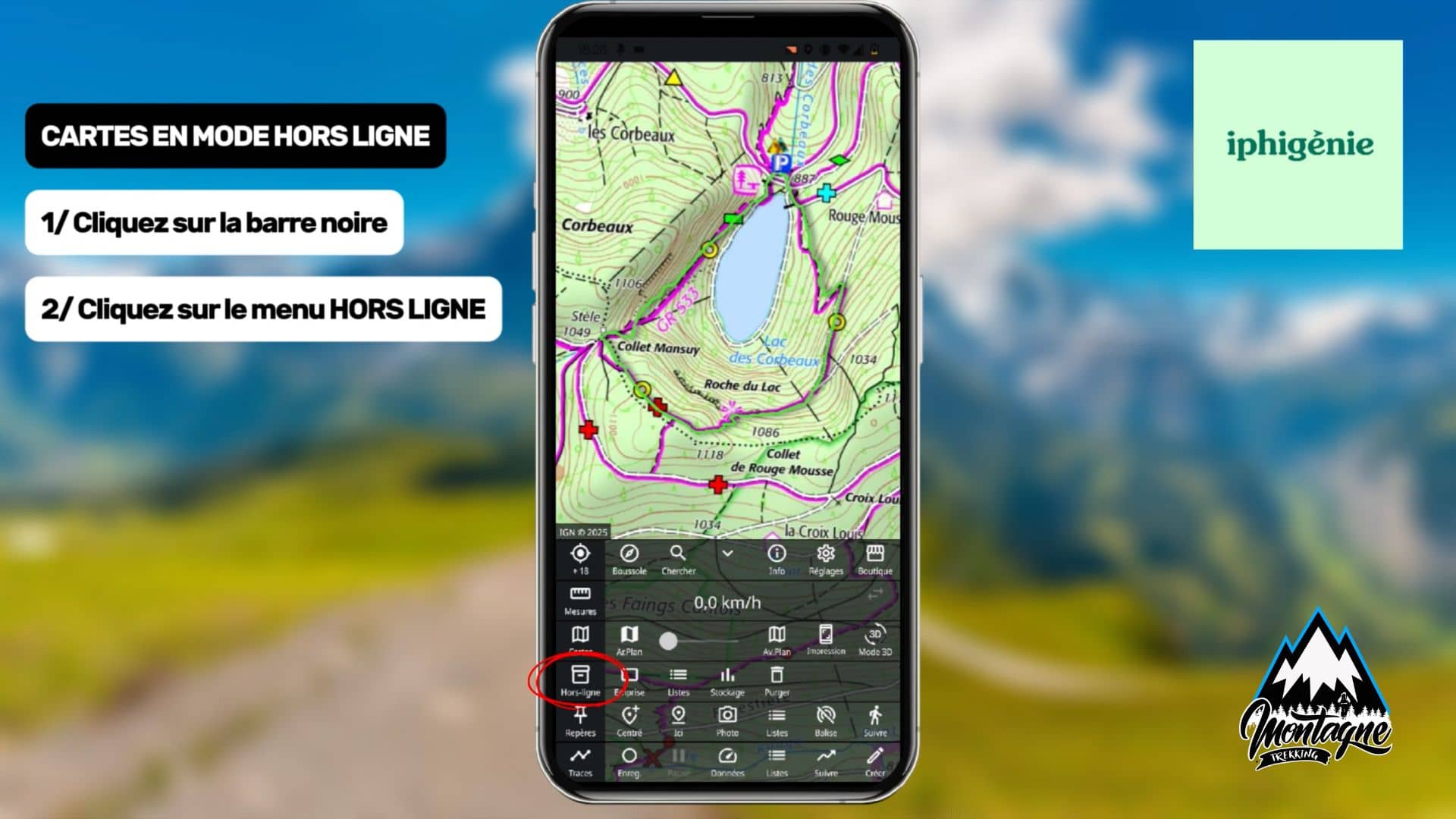 Mode cartes IGN hors ligne Iphigénie