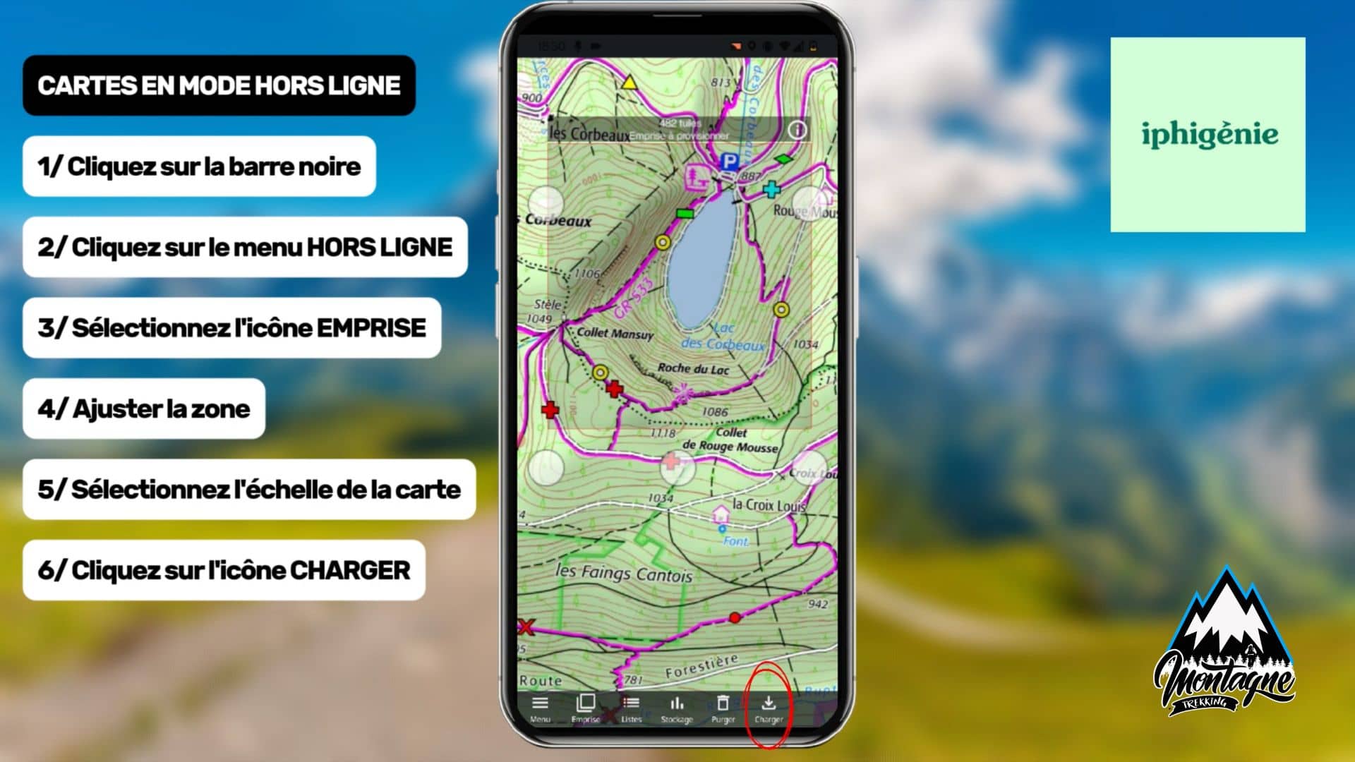 charger cartes IGN hors ligne Iphigénie