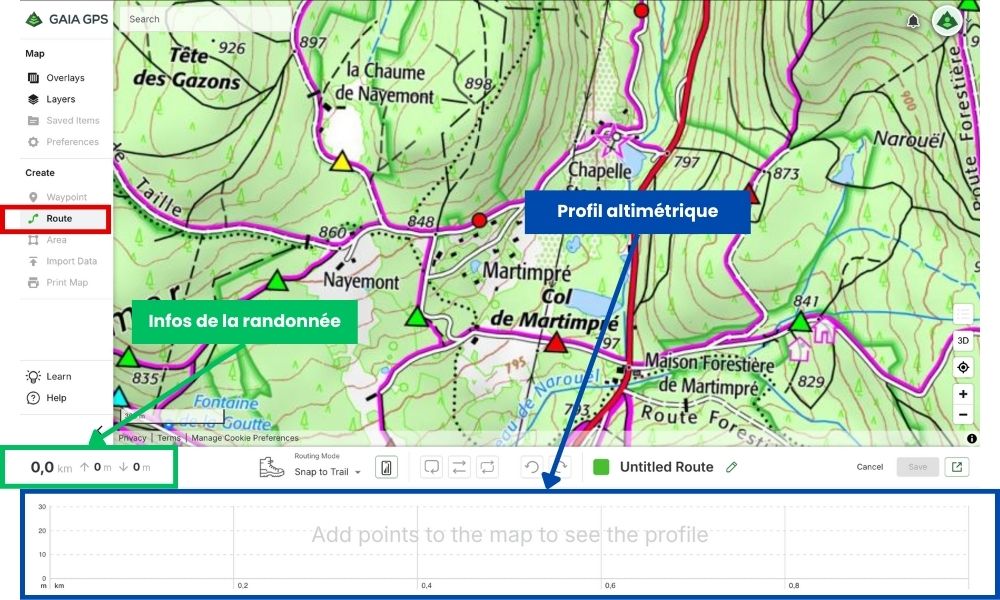 créer trace GPX Application Gaia GPS