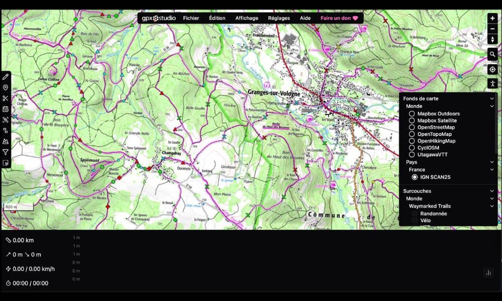 Carte IGN TOP 25 GPX Studio