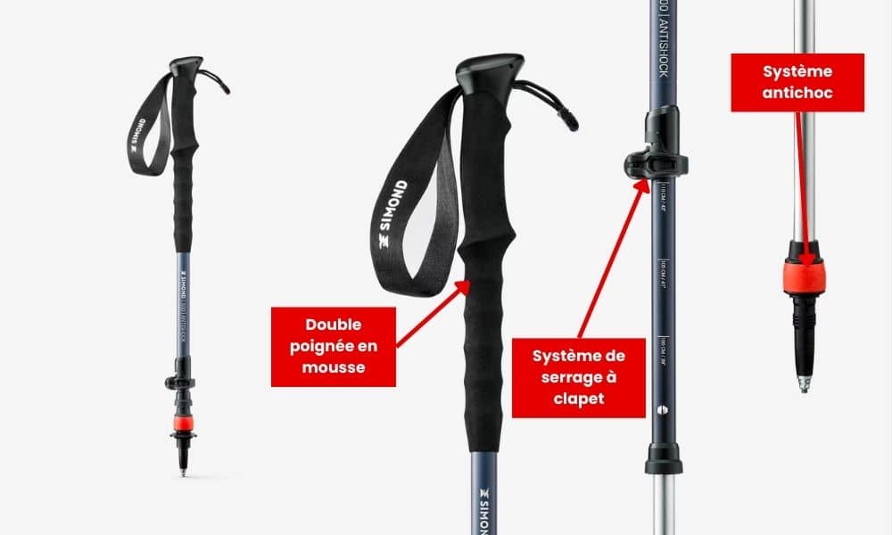 Batons randonnée antichoc décathlon