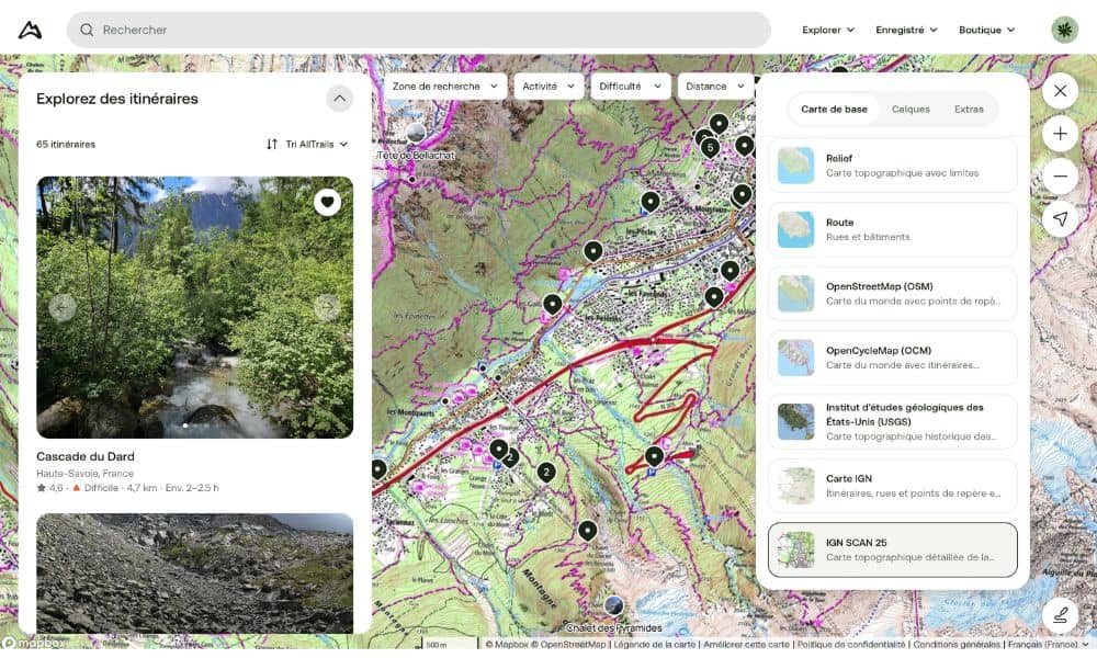 application alltrails carte ign